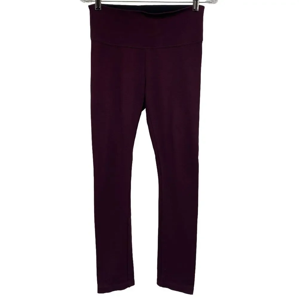White House Black Market Burgundy Ponte Leggings Small Pull On Stretch
